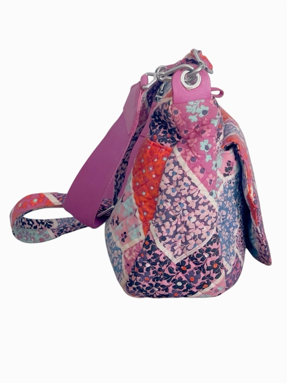 Vera Bradley Patchwork Quilted Ditzy Floral Shoulder Bag Canvas Strap Pink/Multi - Picture 3 of 16